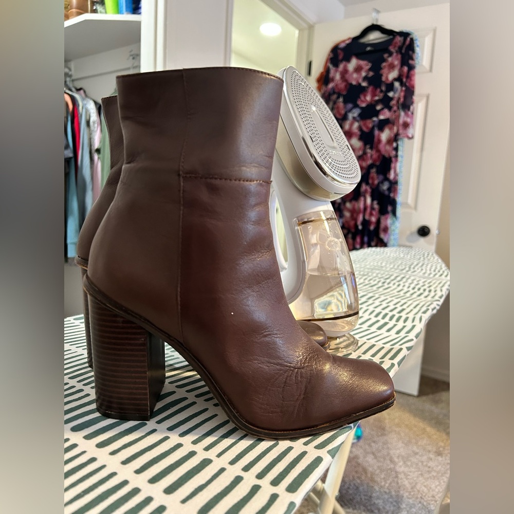 ALDO Women's Trevoa Square Toe Block Heel Leather Booties